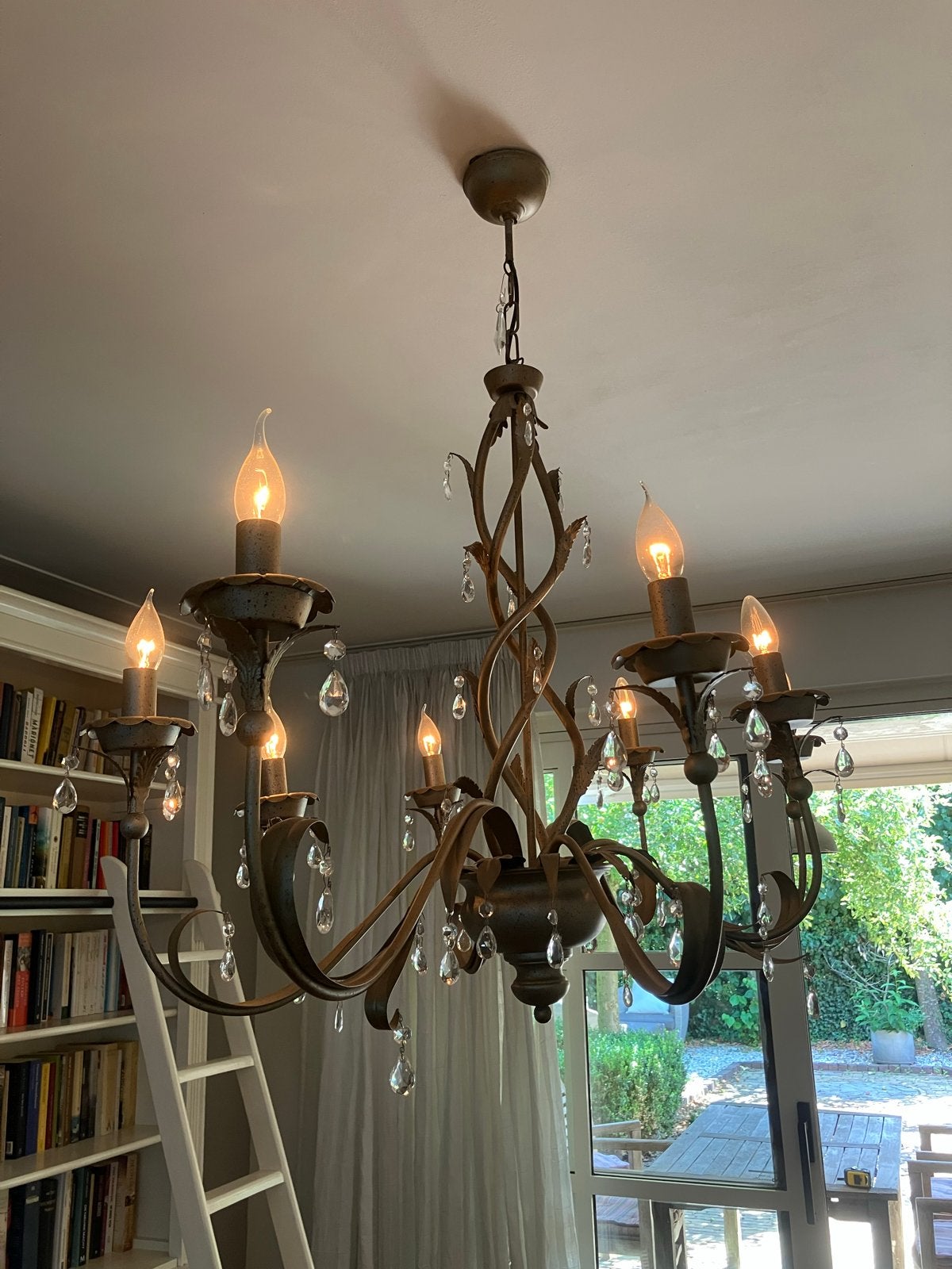 Grote Kroonluchter met Kristallen - 120x70x105 cm, Huis en Inrichting, Lampen | Kroonluchters, Ophalen, Gebruikt, Metaal, E14 (klein)