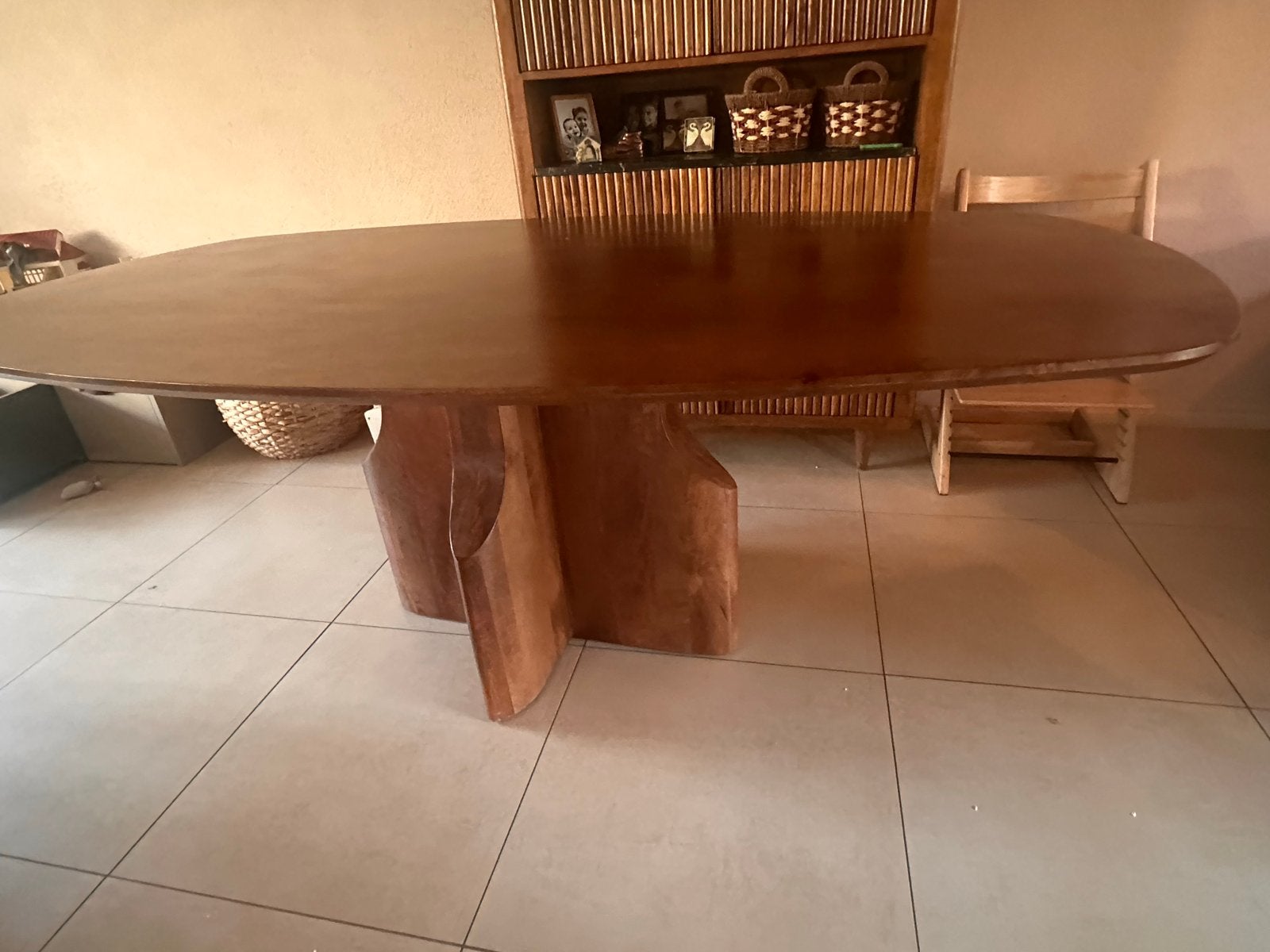 Deense ovale eettafel 200x110 cm - 6 persoons, Ophalen, Gebruikt, 100 tot 150 cm, Vijf personen of meer
