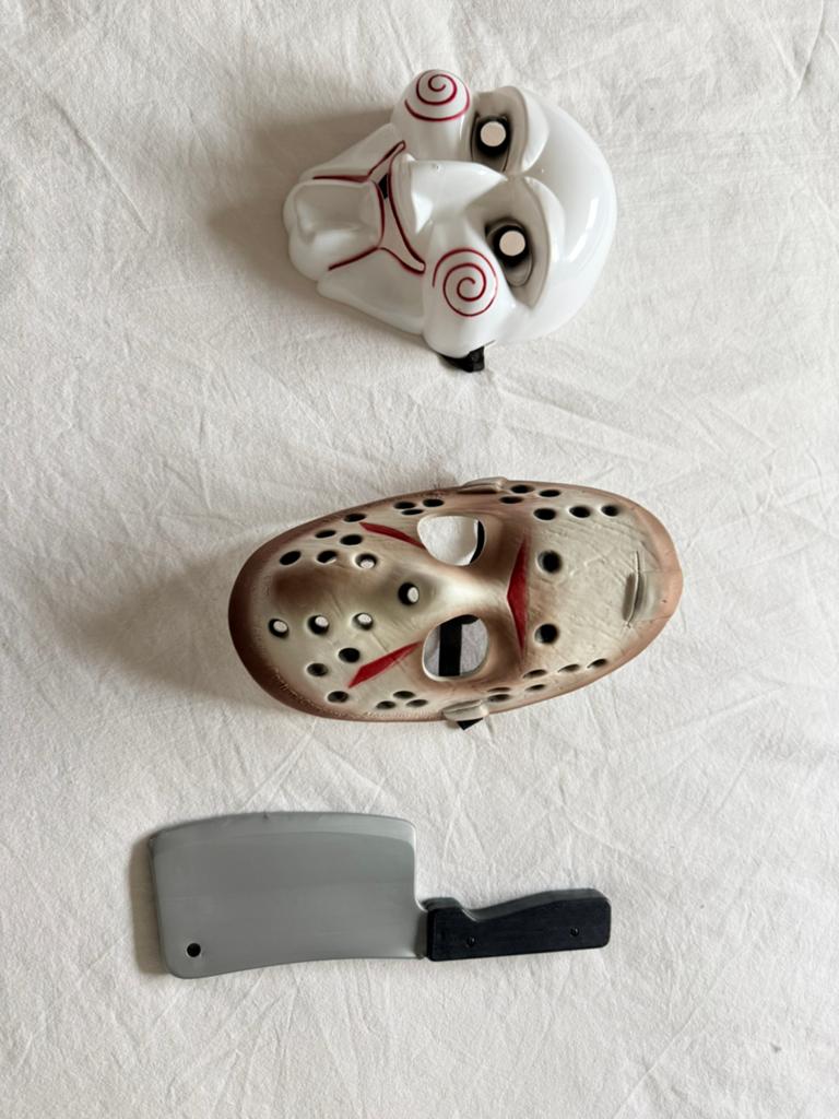 Maskers Jigsaw en Jason (friday 13th), Ophalen of Verzenden, Zo goed als nieuw, Toneelattributen of Onderdelen