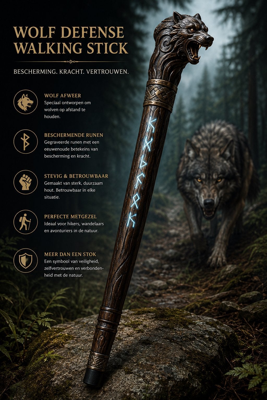 Wolf defence wandelstok, bescherming, Ophalen of Verzenden, Nieuw