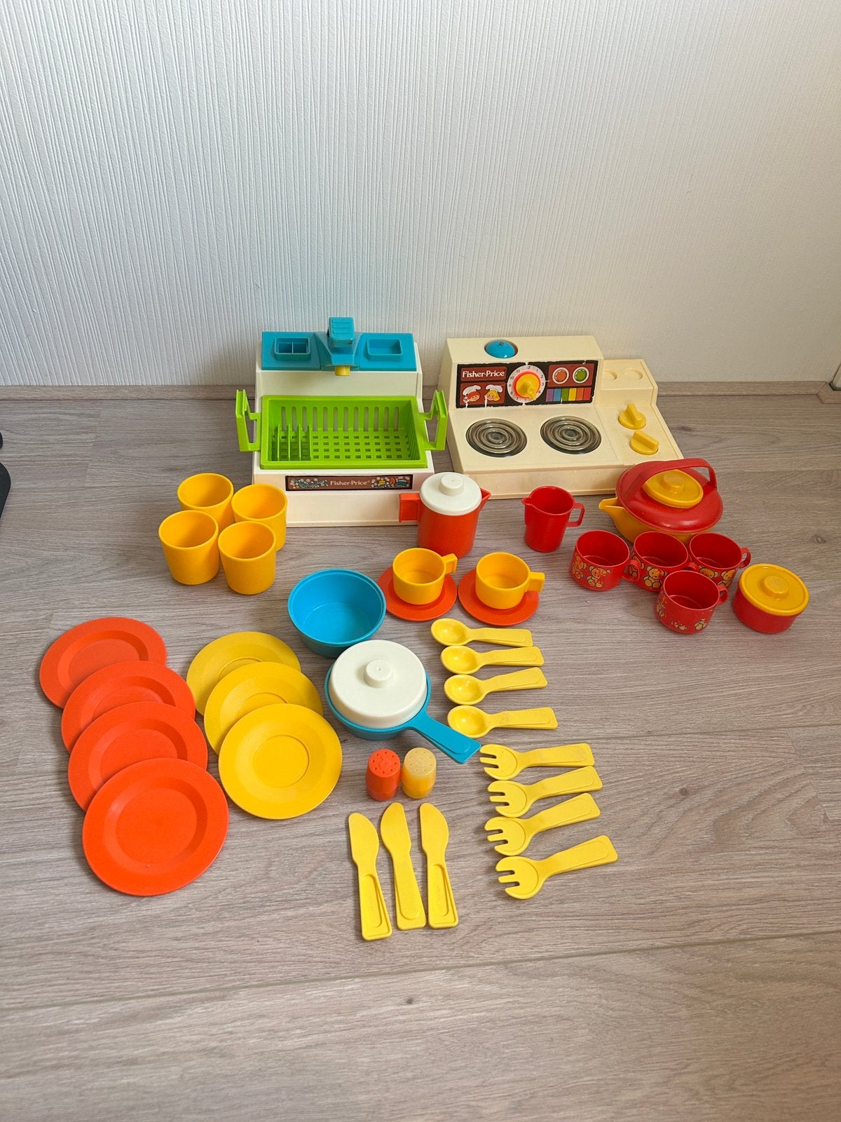 Grote set Vintage Fisher Price keukentje met toebehoren, Ophalen of Verzenden, Gebruikt, Speelkeuken