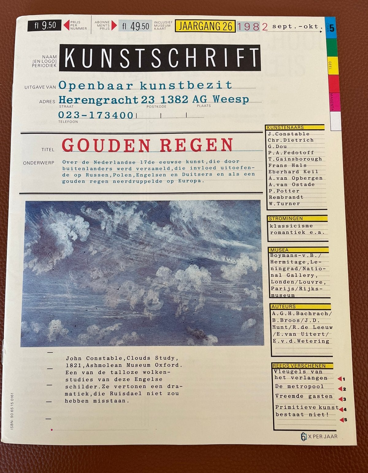 Kunstschrift 1982 nr 5 Gouden regen Ned 17de eeuwse kunst, Boeken, Ophalen of Verzenden