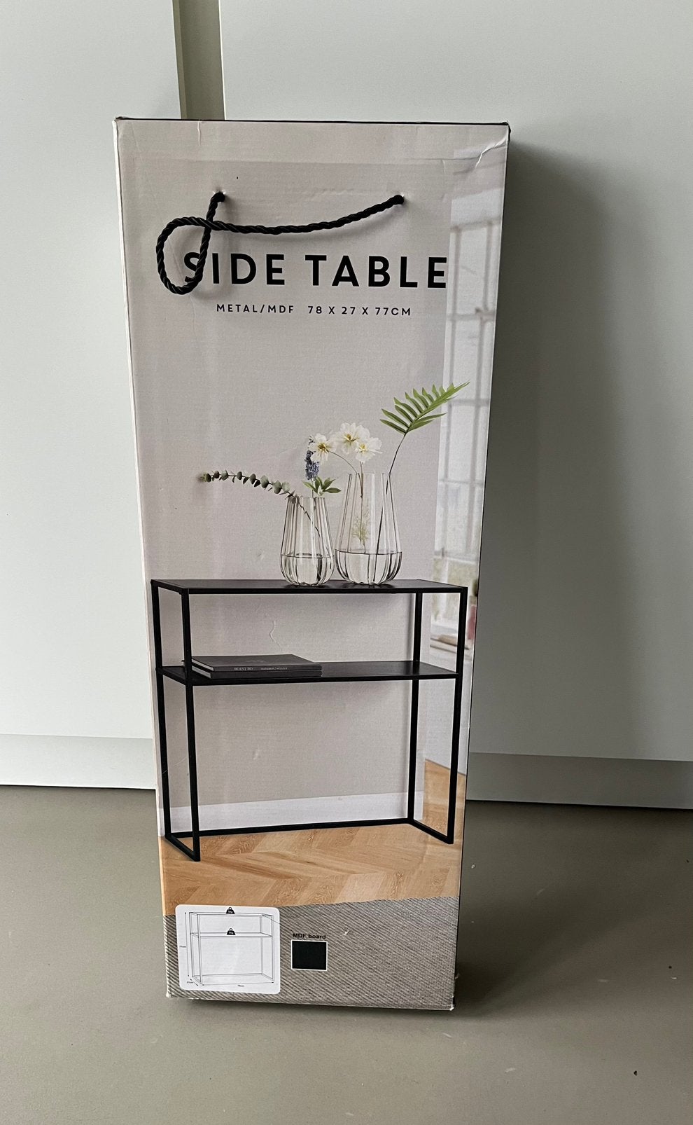Sidetable metaal, zwart 78x27x77 cm, Ophalen, Nieuw
