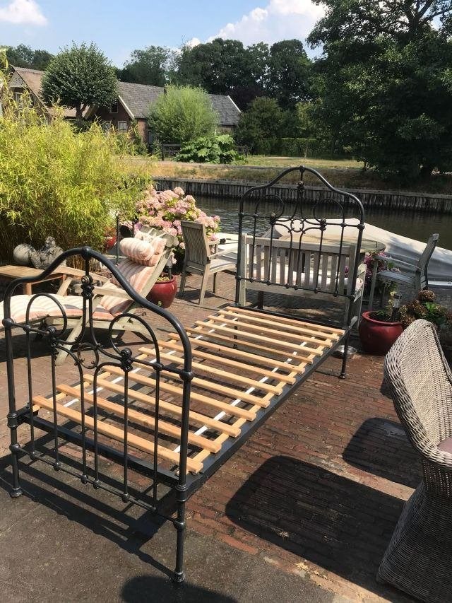 Brocante 1 persoons bed, Ophalen, 85 tot 100 cm, Gebruikt, Lattenbodem