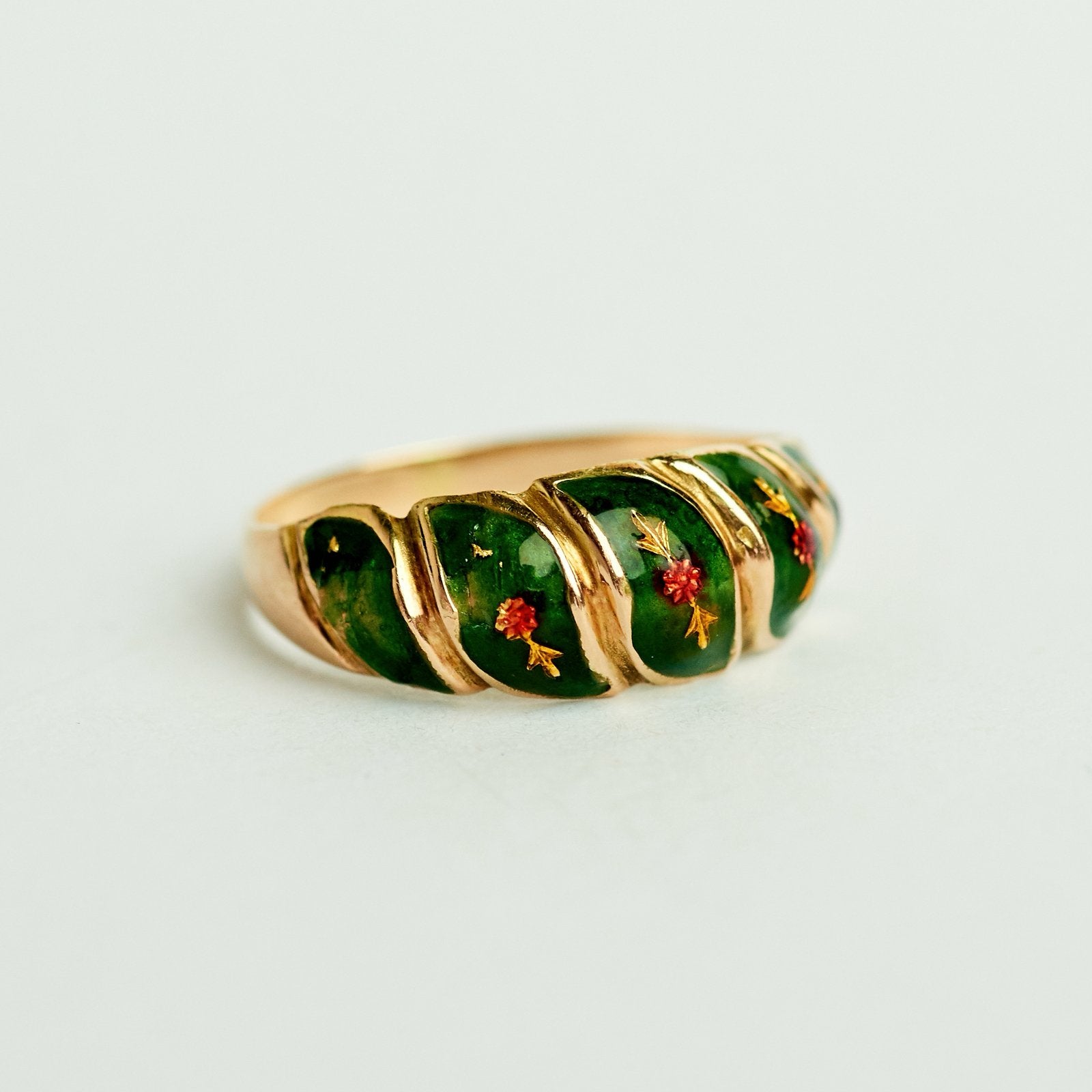 14k vintage gouden ring emaille, Ophalen of Verzenden, Dame, Goud, Kleiner dan 17