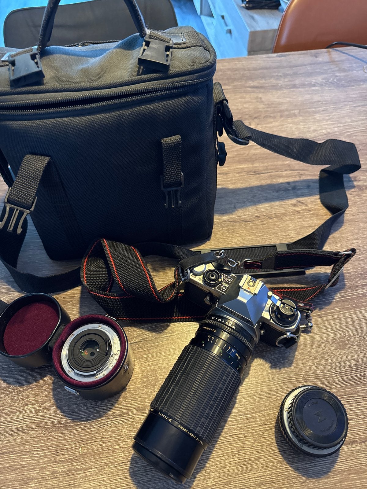 Pentax ME Super spiegelreflexcamera met 3 lenzen en tas, Ophalen of Verzenden, Gebruikt, Spiegelreflex, Pentax