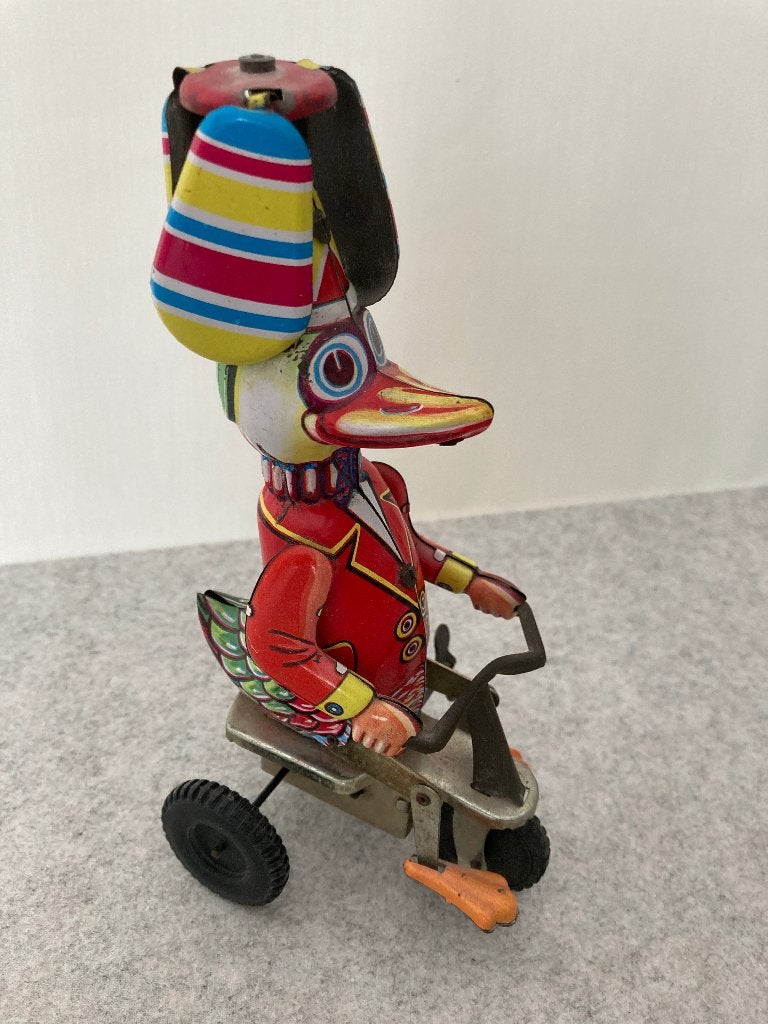 oude blikken eend op driewieler, Antiek en Kunst, Verzenden