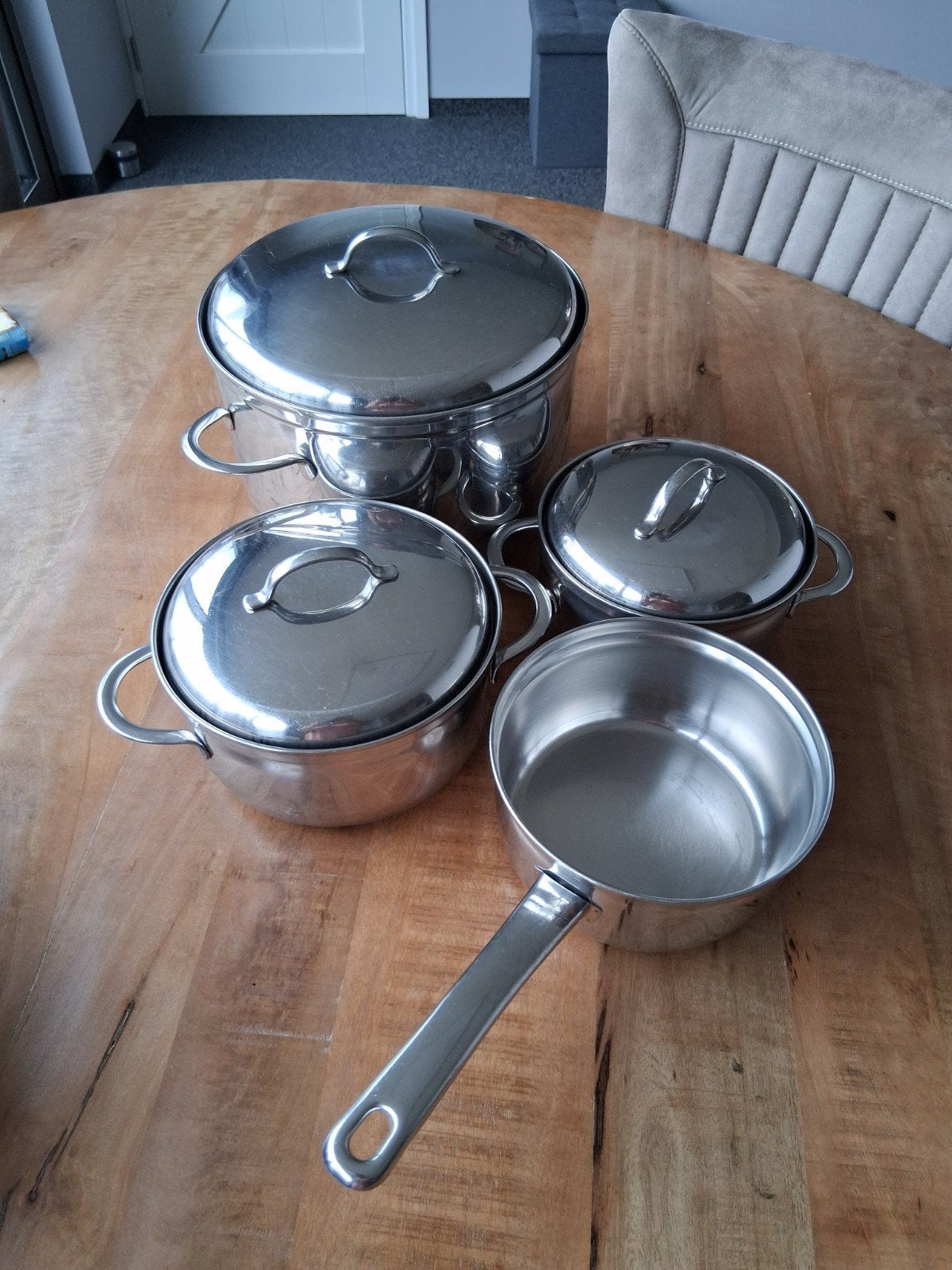 BK  3 pannen + steelpan, Ophalen, BK, Zo goed als nieuw, Rvs