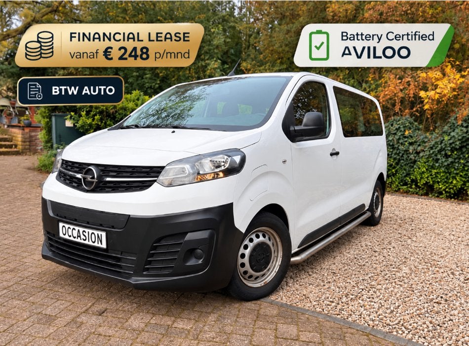 Opel Vivaro-e L2H1 9-Persoons 75kWh 136PK 2021 BTW AVILOO, Dealer onderhouden, Vivaro, Overige carrosserieën, Met garantie (alle)