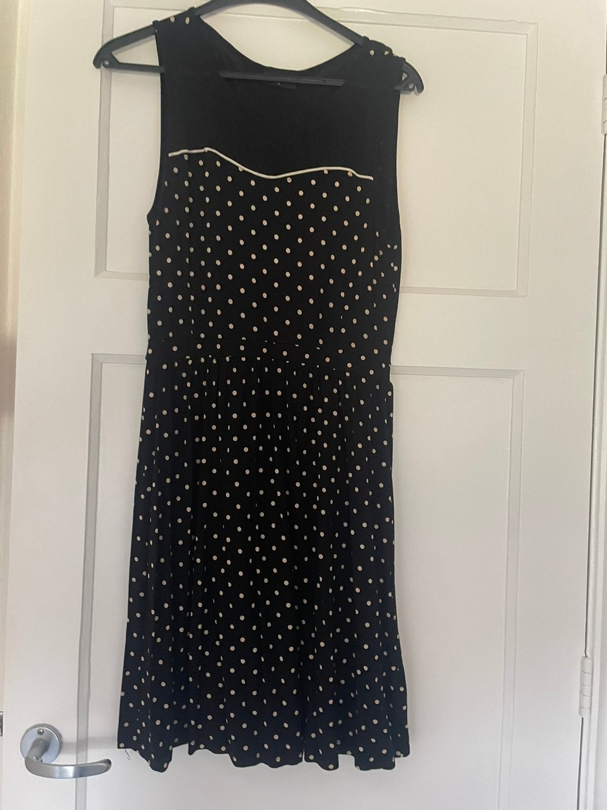 Vive Maria  zwarte jurk  witte polkadot   kant boven M 38/40, Maat 38/40 (M), Verzenden, Zwart, Cocktailjurk