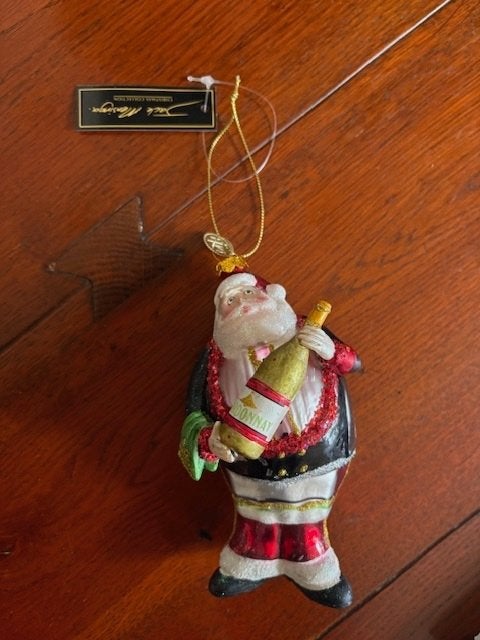 Kerstman met chardonnay fles kerstbal - Jack Mensinga, Diversen, Kerst, Ophalen of Verzenden, Nieuw