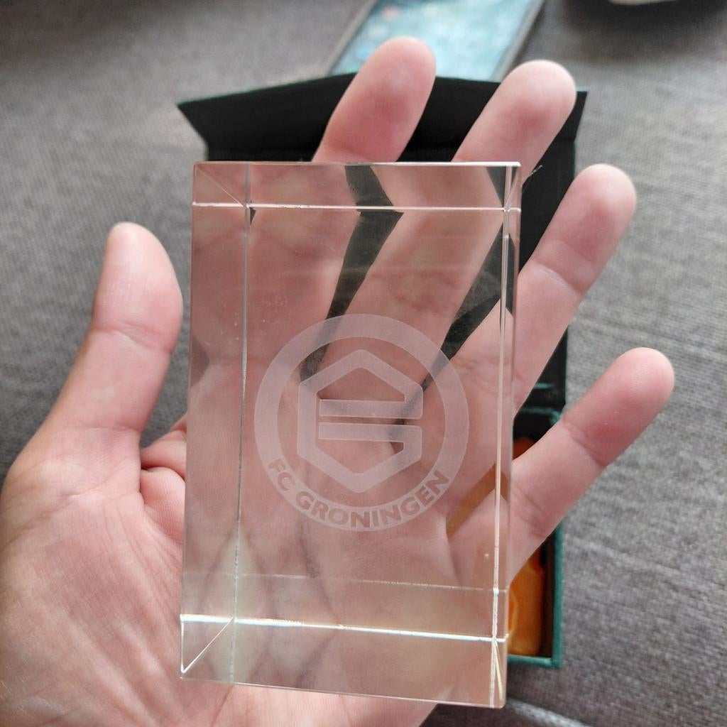 Fc Groningen deco glasblok met logo, Ophalen of Verzenden, Nieuw, Overige binnenlandse clubs