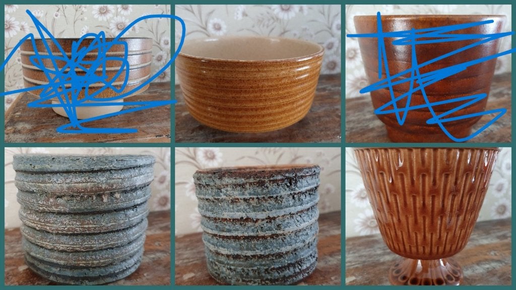 1369 vintage keramiek bloempot, overpot potten pot ceramic, Tuin en Terras, Bloempotten, Rond, Ophalen of Verzenden, Aardewerk