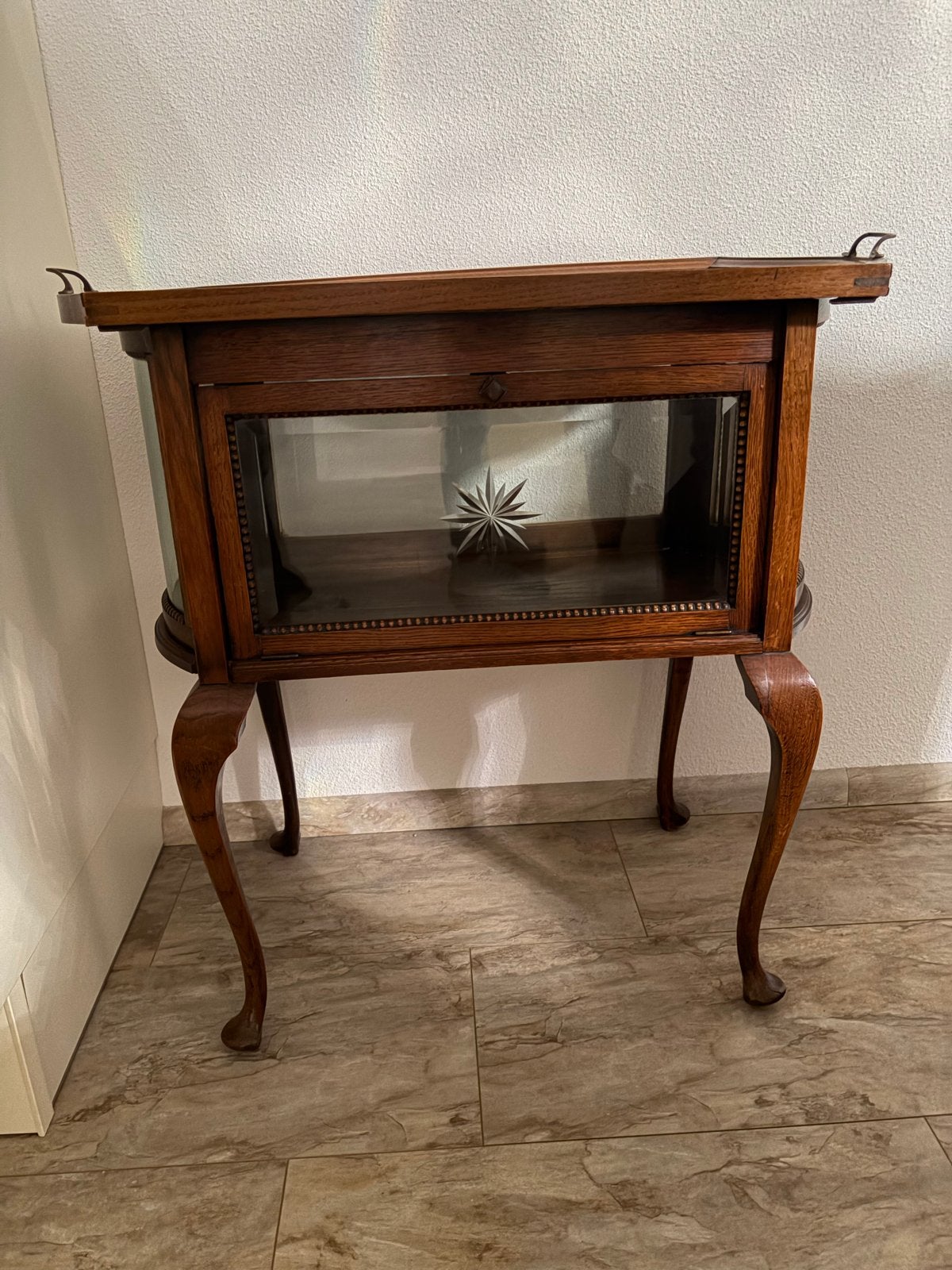 Antieke houten theewagen/serveerwagen met glas, Ophalen