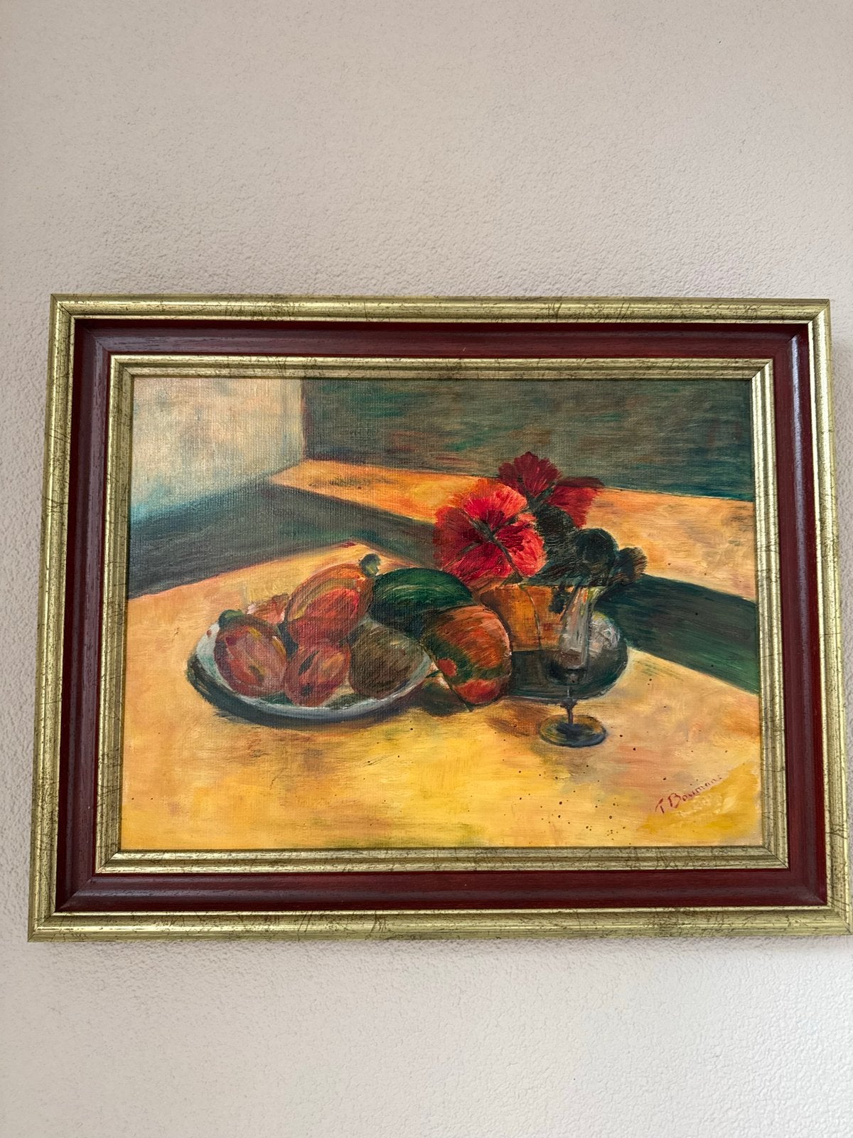 Stilleven met fruit en bloemen, Antiek en Kunst, Doek, Realistisch, Stilleven, Ophalen of Verzenden