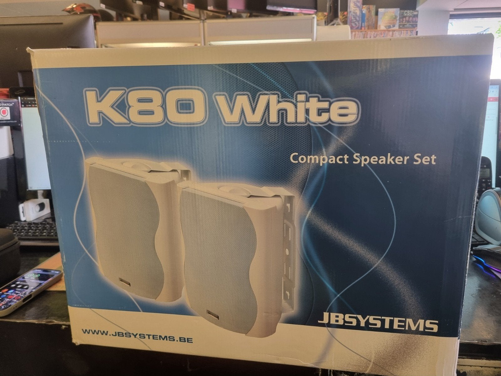 JB Systems K80 White Compact Speaker Set, Info@jb-systems.eu, Speakerset, Zo goed als nieuw, Geschikt voor surround/home cinema