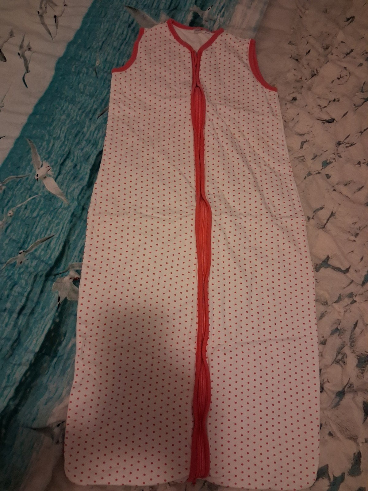Zomer slaapzak kind - Wit met roze stippen - Maat 110 (96cm), Kinderen en Baby's, Ophalen of Verzenden