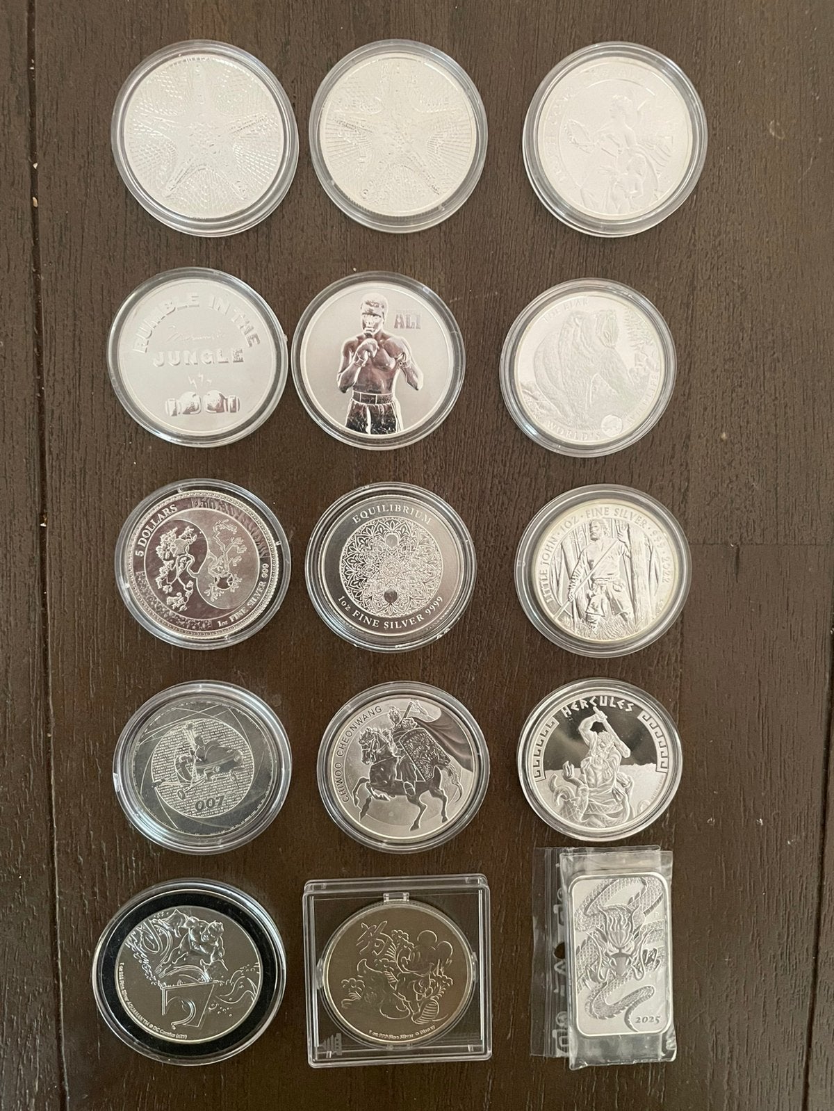 Verzameling 15 Zilveren Munten .999 - Diverse Thema's, Ophalen of Verzenden, Zilver