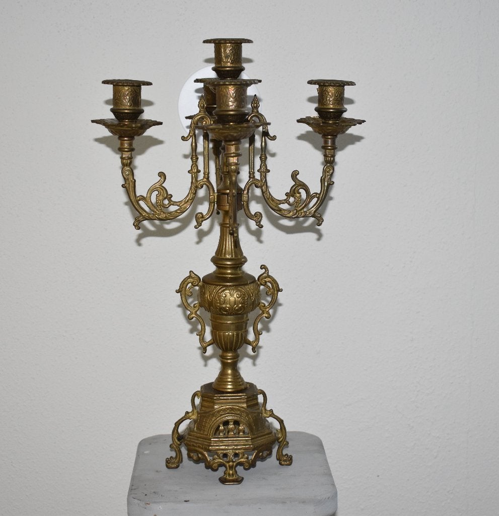Mooie 5 armige koper/messing kandelaar, Ophalen of Verzenden, Overige materialen