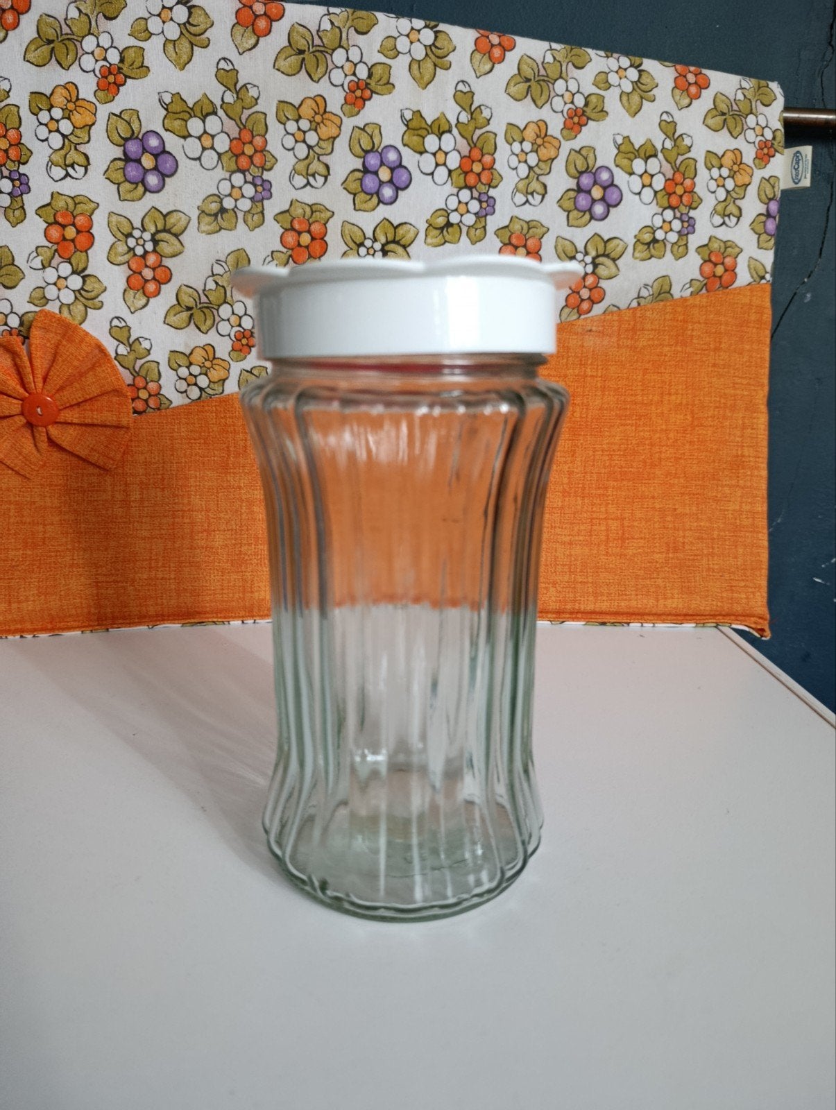 Glazen pot met ribbels - Zo goed als nieuw, Ophalen of Verzenden, Zo goed als nieuw