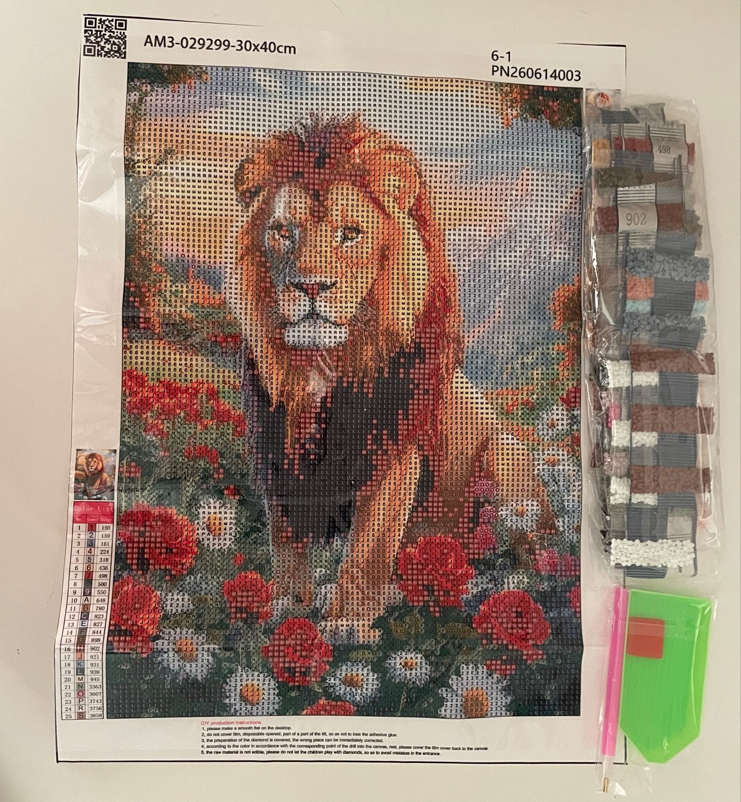 Diamond Painting Leeuw 30x40 Vol Rond Nieuw, Nieuw, Ophalen of Verzenden, Kunststof, Overige merken