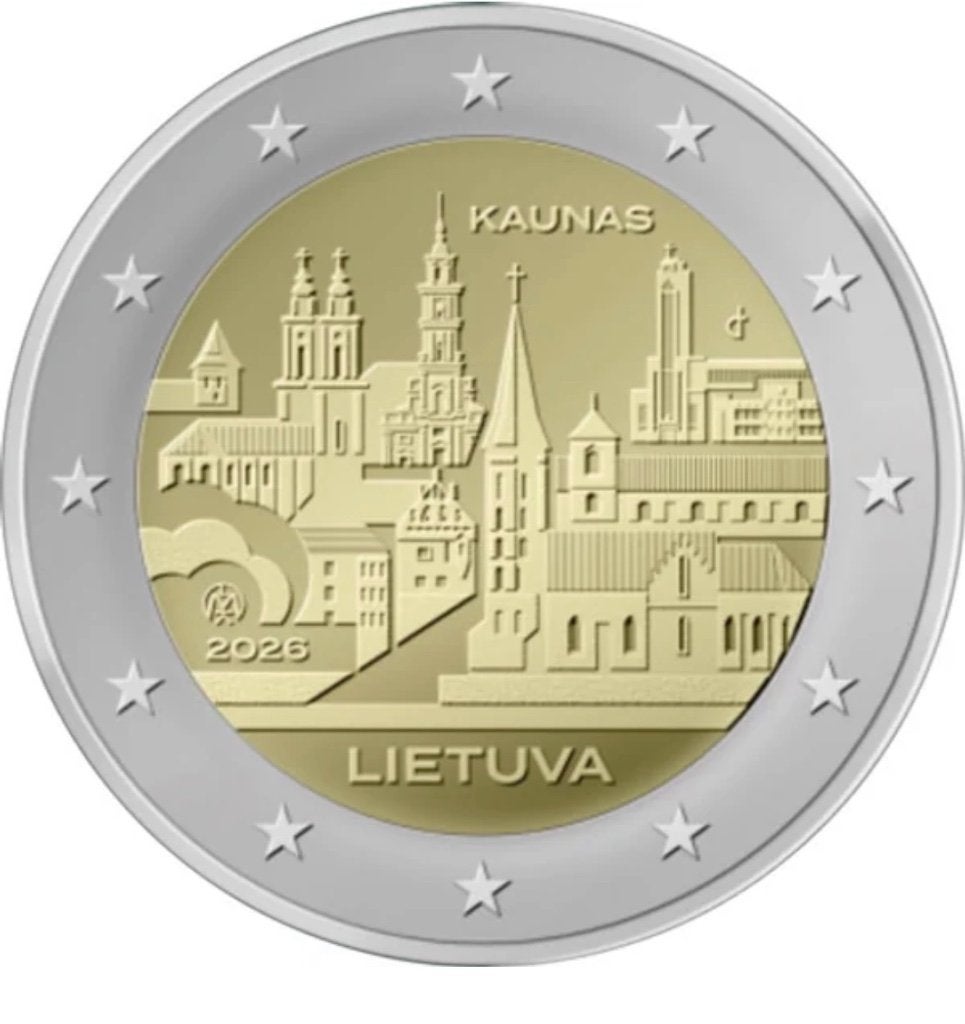 2 euro Litouwen “Kaunas’’ UNC 2026, Verzenden, Overige landen, 2 euro, Losse munt
