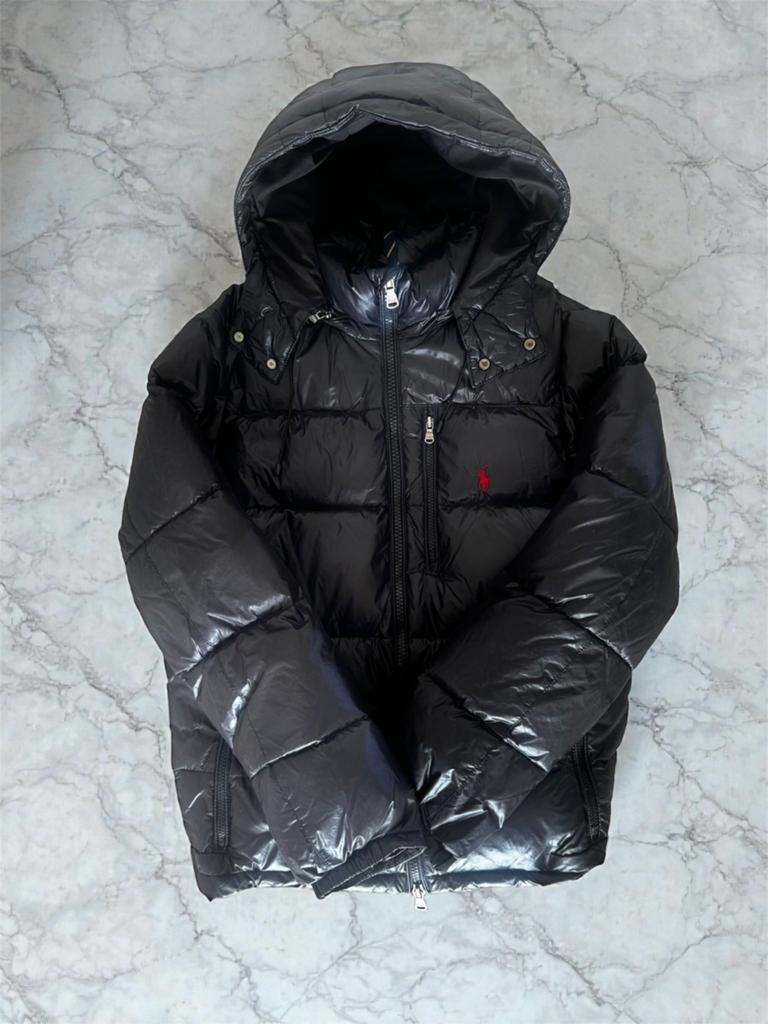 Ralph Lauren shiny black puffer M, Ophalen of Verzenden, Zo goed als nieuw, Maat 48/50 (M), Zwart