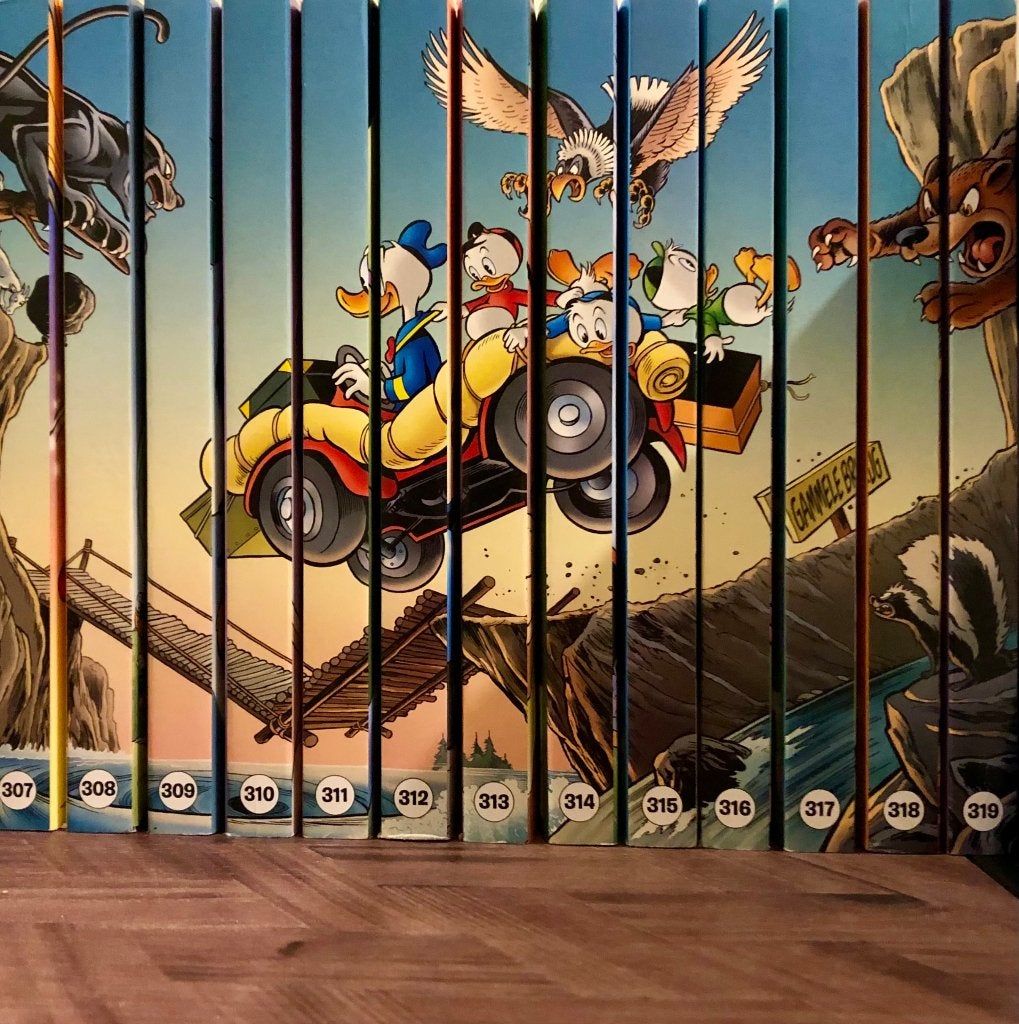 Prachtige complete rugtekening Donald Duck pocket 307-319!, Complete serie of reeks, Ophalen of Verzenden, Zo goed als nieuw, Donald Duck