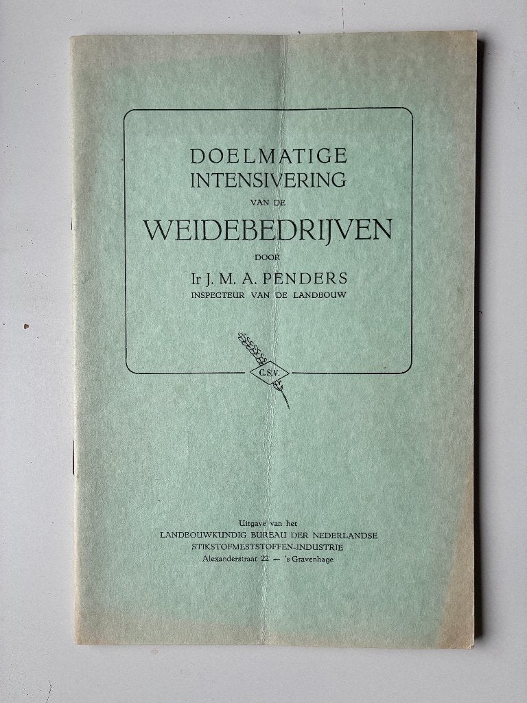 Doelmatige intensivering van de weidebedrijven(agrarisch), Boeken, Ophalen of Verzenden, Gelezen, J.M.A. Penders