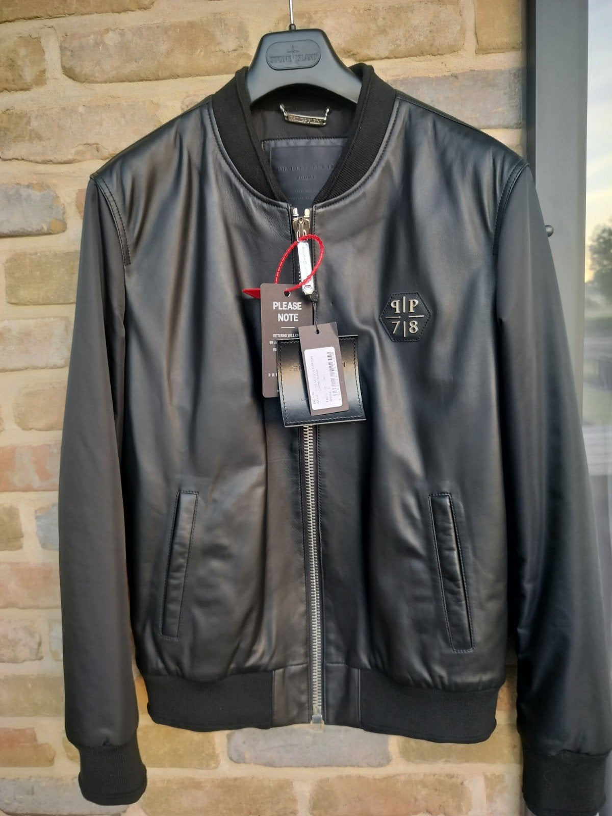 Philipp Plein Leren Bomberjack - Maat L - Nieuw, Maat 52/54 (L), Zwart, Nieuw, Ophalen of Verzenden