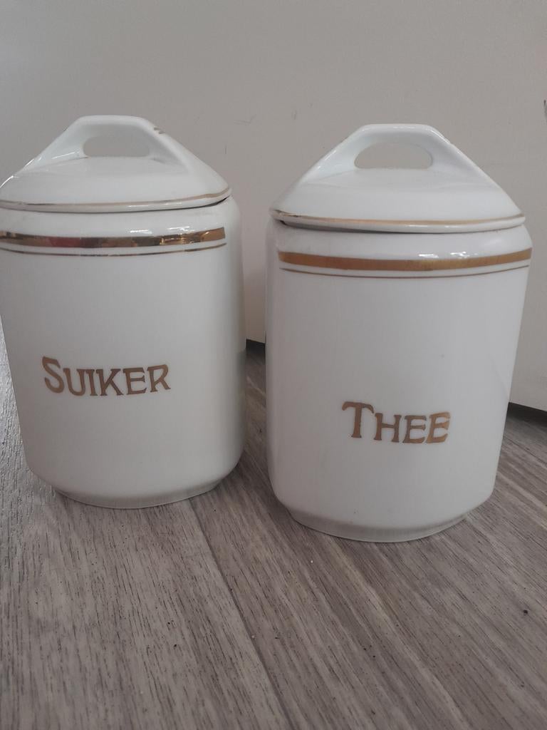Antieke thee en suiker pot, Ophalen of Verzenden