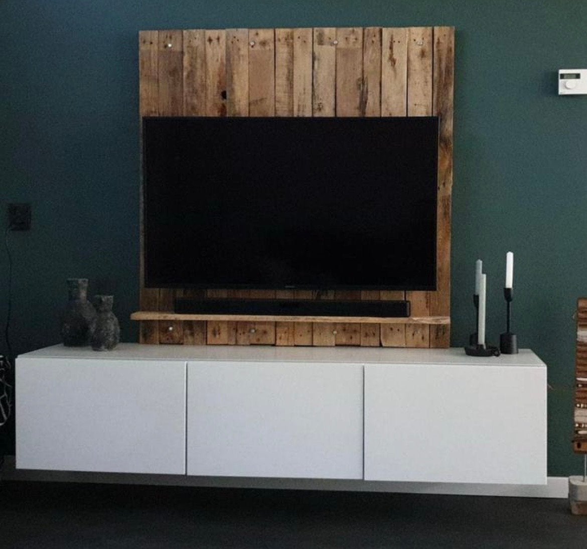 Uniek houten tv wandpaneel - 120x125cm, Ophalen, Gebruikt, 100 tot 150 cm, Minder dan 25 cm