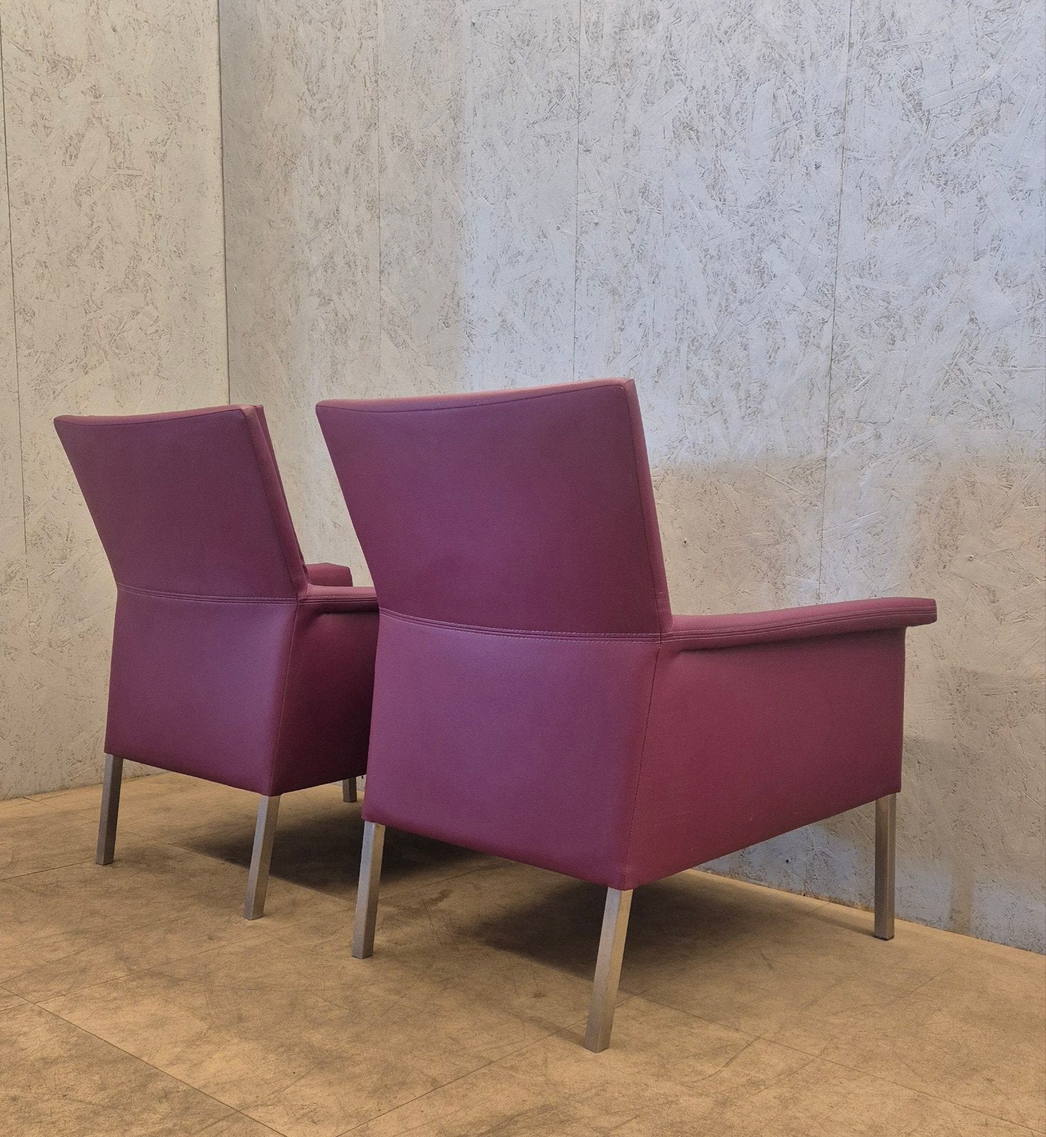 Bert Plantagie Vogue fauteuils leer paars/bordeaux, Huis en Inrichting, Ophalen, Gebruikt, N.v.t, Modern