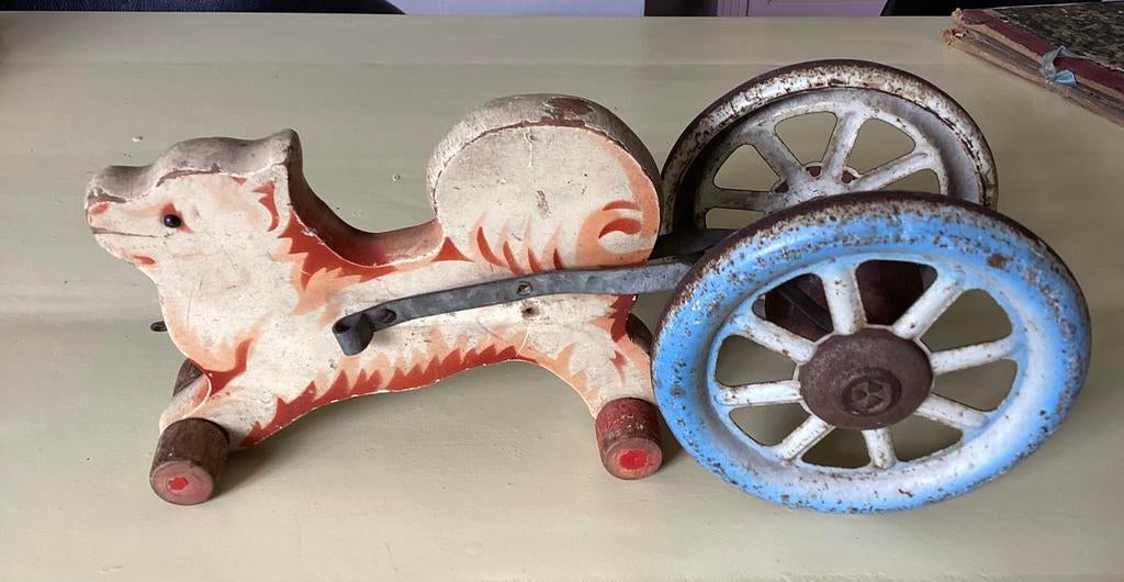 Antiek hondje voor karretje, Antiek en Kunst, Ophalen of Verzenden