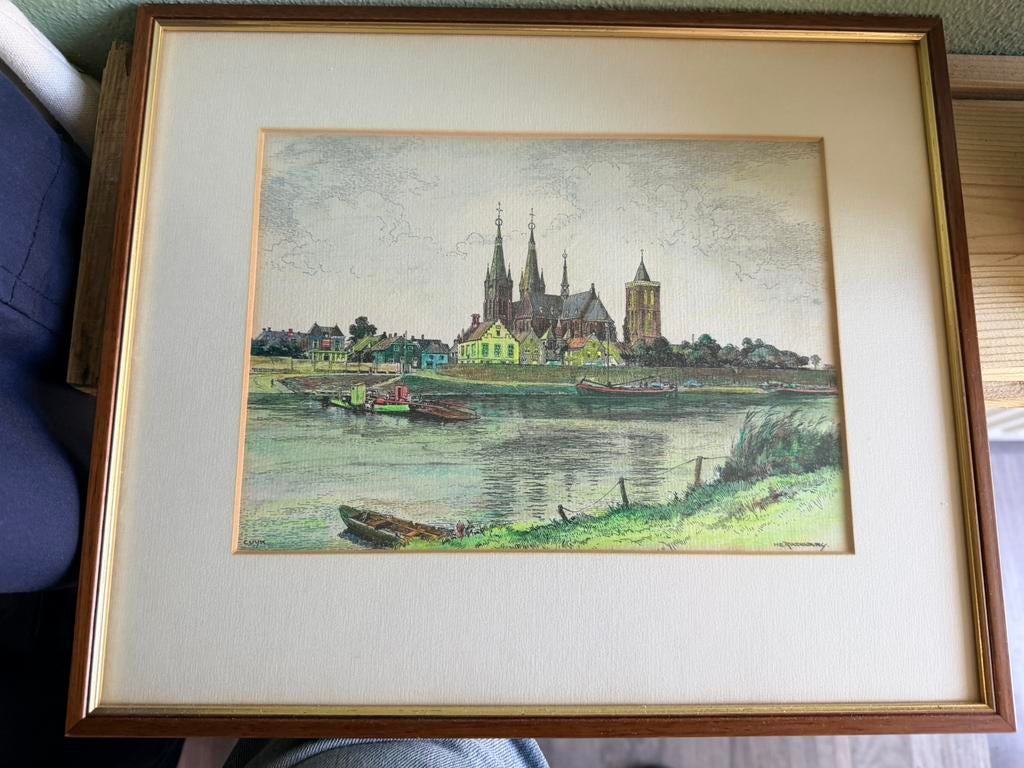 Cuijk aan de maas ( kerk, Antiek en Kunst, Kunst | Etsen en Gravures, Ophalen