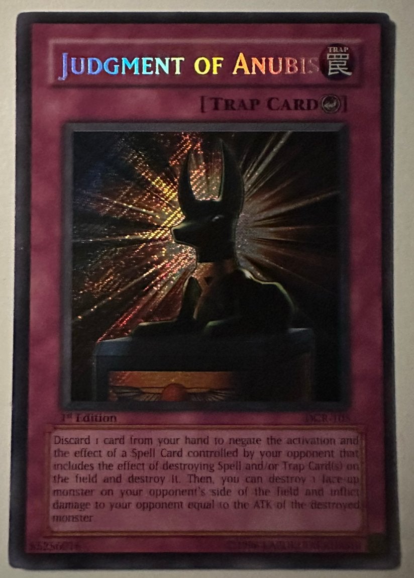 Yu-Gi-Oh! Judgment of Anubis DCR 1st Edition !, Ophalen of Verzenden, Zo goed als nieuw, Losse kaart, Foil
