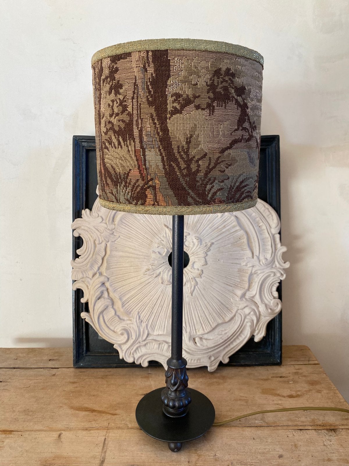 Tafellamp met gobelin lampenkap, Huis en Inrichting, Lampen | Tafellampen, Overige merken, Overige kleuren, 51 cm, Schemerlamp