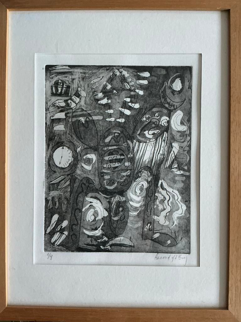 Arnoud van de Burg - Grafiek - Oplage 1/4 - Ingelijst, Antiek en Kunst, Ophalen of Verzenden, Ets, Genummerd, 2000 tot heden