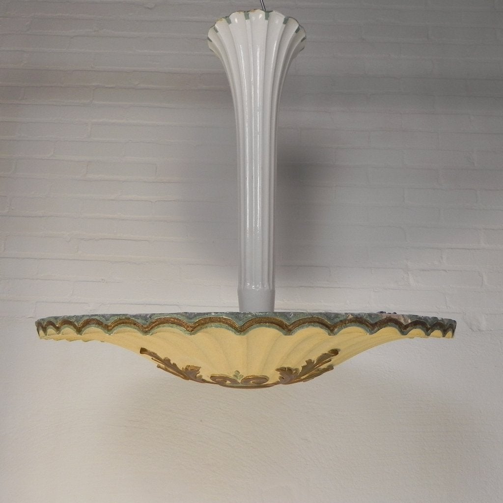 Grote gipsen Art Deco lamp, doorsnede 70 cm, begin 20e eeuw, Ophalen of Verzenden