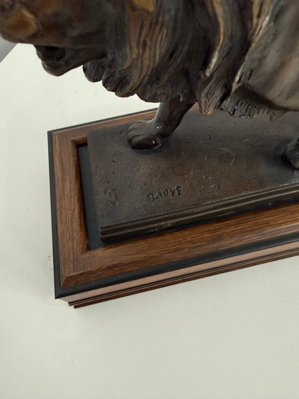 Bronzen Leeuw op Sokkel - Antoine-Louis Barye, Ophalen of Verzenden, Beeld, Bruin, Brons