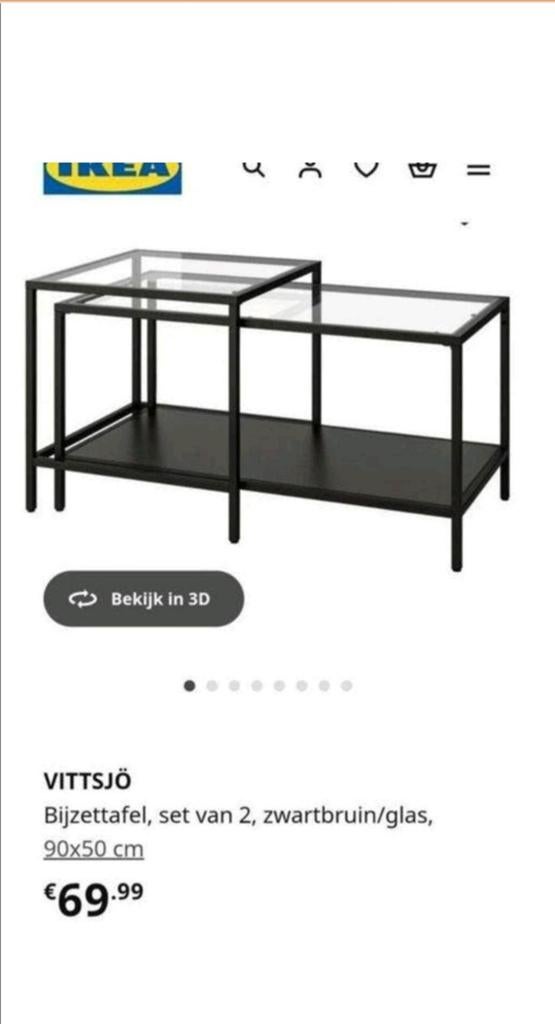 Bijzettafel ikea, Gebruikt, 50 tot 100 cm, Rond, Ophalen of Verzenden