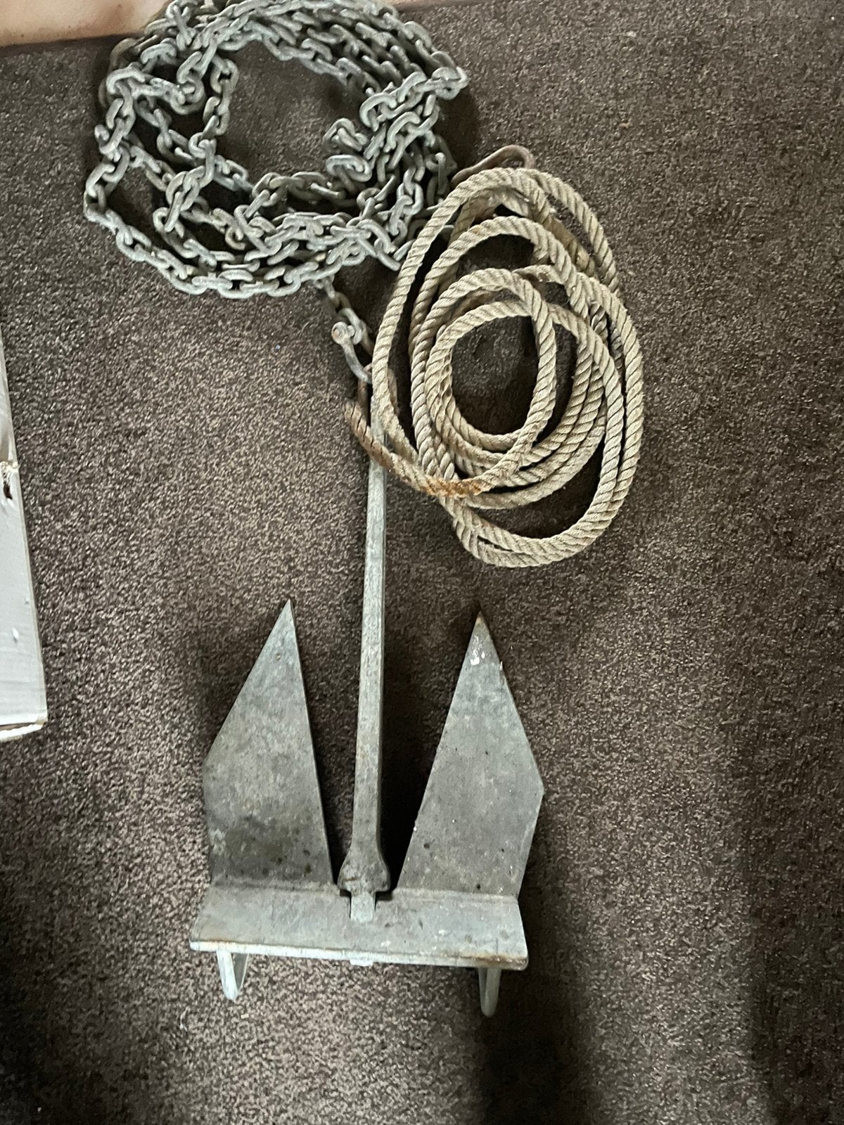 anker met ketting en touw, Watersport en Boten, Ophalen, Zo goed als nieuw, Ankeren en Afmeren, Zeilboot of Motorboot