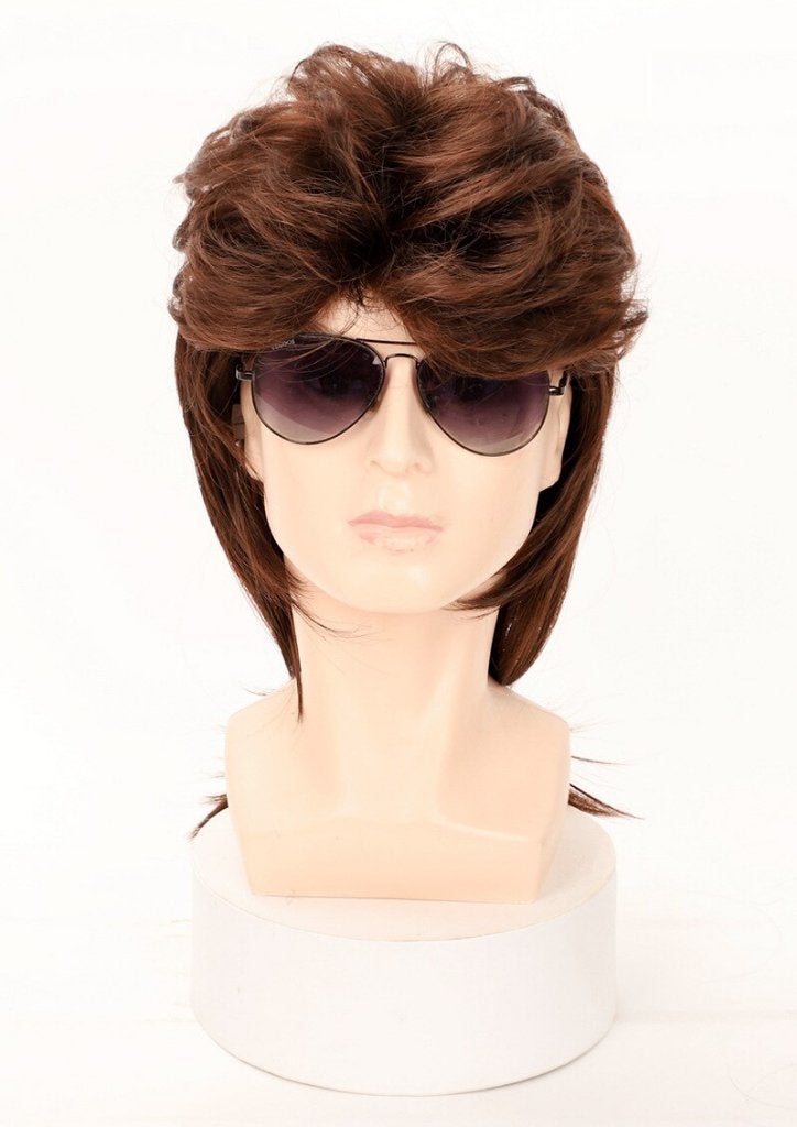 Lange Bruine Heren Pruik Mannen Haarstuk Bruin Haren Haar, Verzenden, Nieuw, Pruik of Haarverlenging