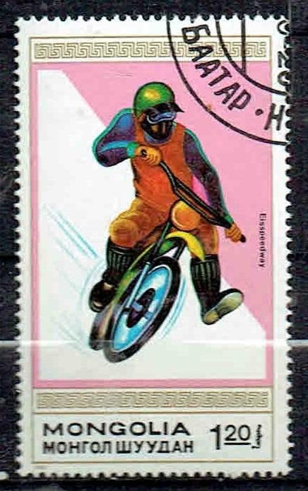 Mongolie 1989 IJsspeedway motorfiets, Verzenden, Gestempeld, Sport