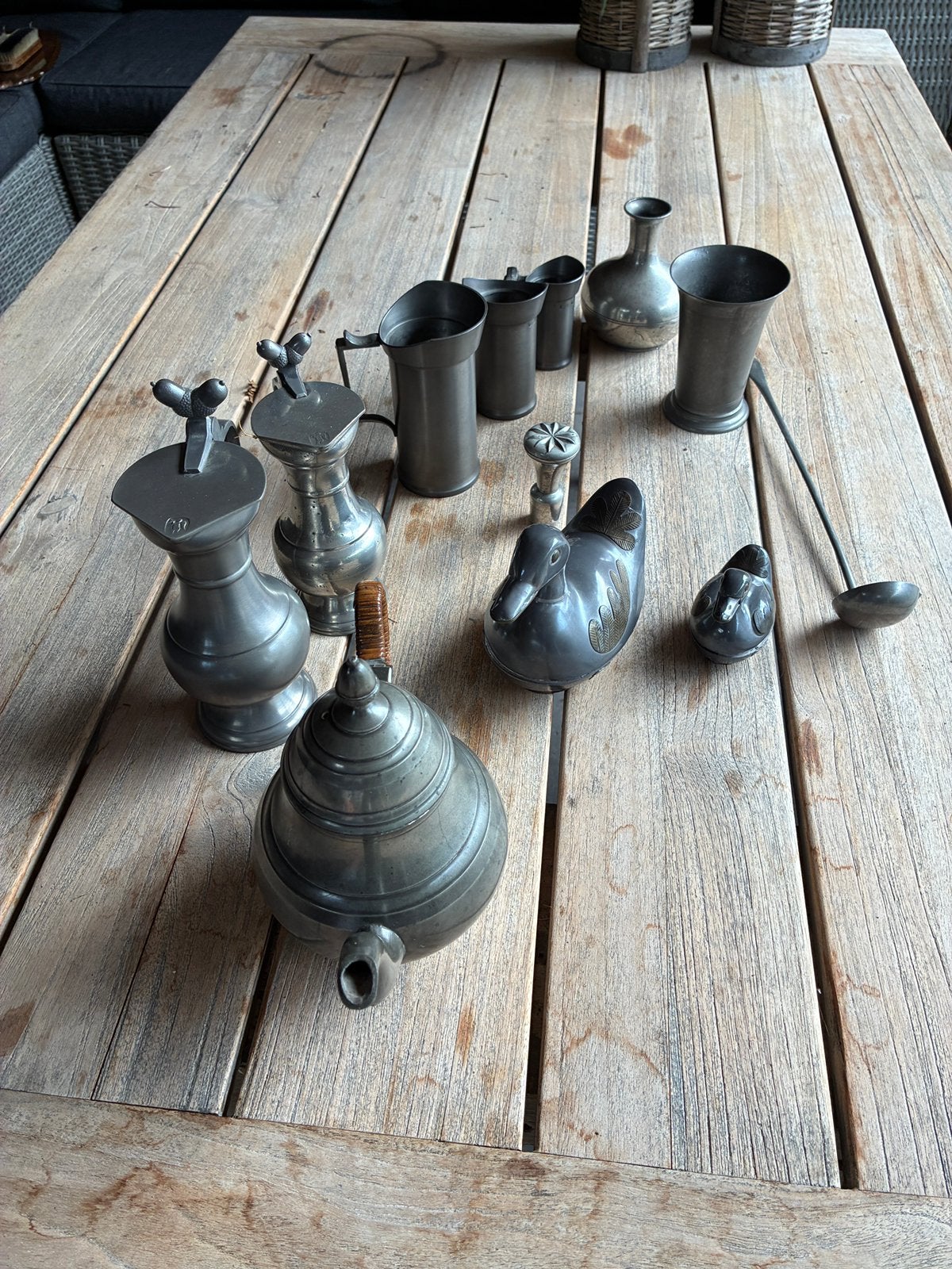 Vintage tinnen  bekers ed, Antiek en Kunst, Antiek | Tin, Ophalen of Verzenden