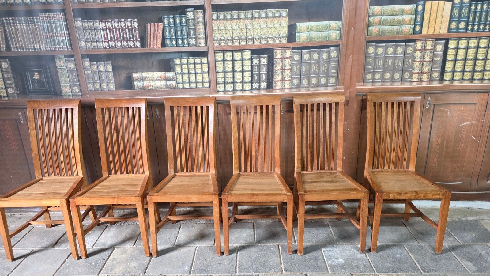 6 in top staat verkerende teakhouten stoelen, Ophalen, Gebruikt, Bruin, Nb