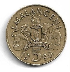 Swaziland 5 Emalangeni 1996, Postzegels en Munten, Munten | Afrika, Ophalen of Verzenden, Overige landen