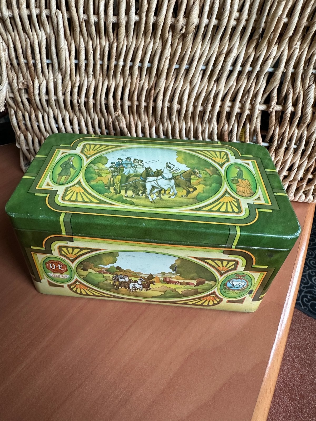 Vintage Pickwick Thee Blik Douwe Egberts Groen, Ophalen of Verzenden, Gebruikt, Thee, Douwe Egberts