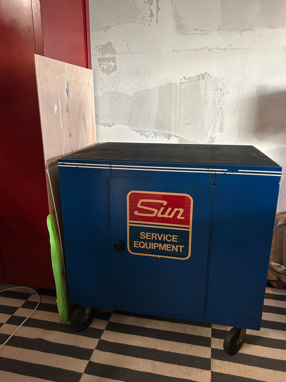 Vintage Sun Service Equipment Gereedschapskast op wielen, Ophalen