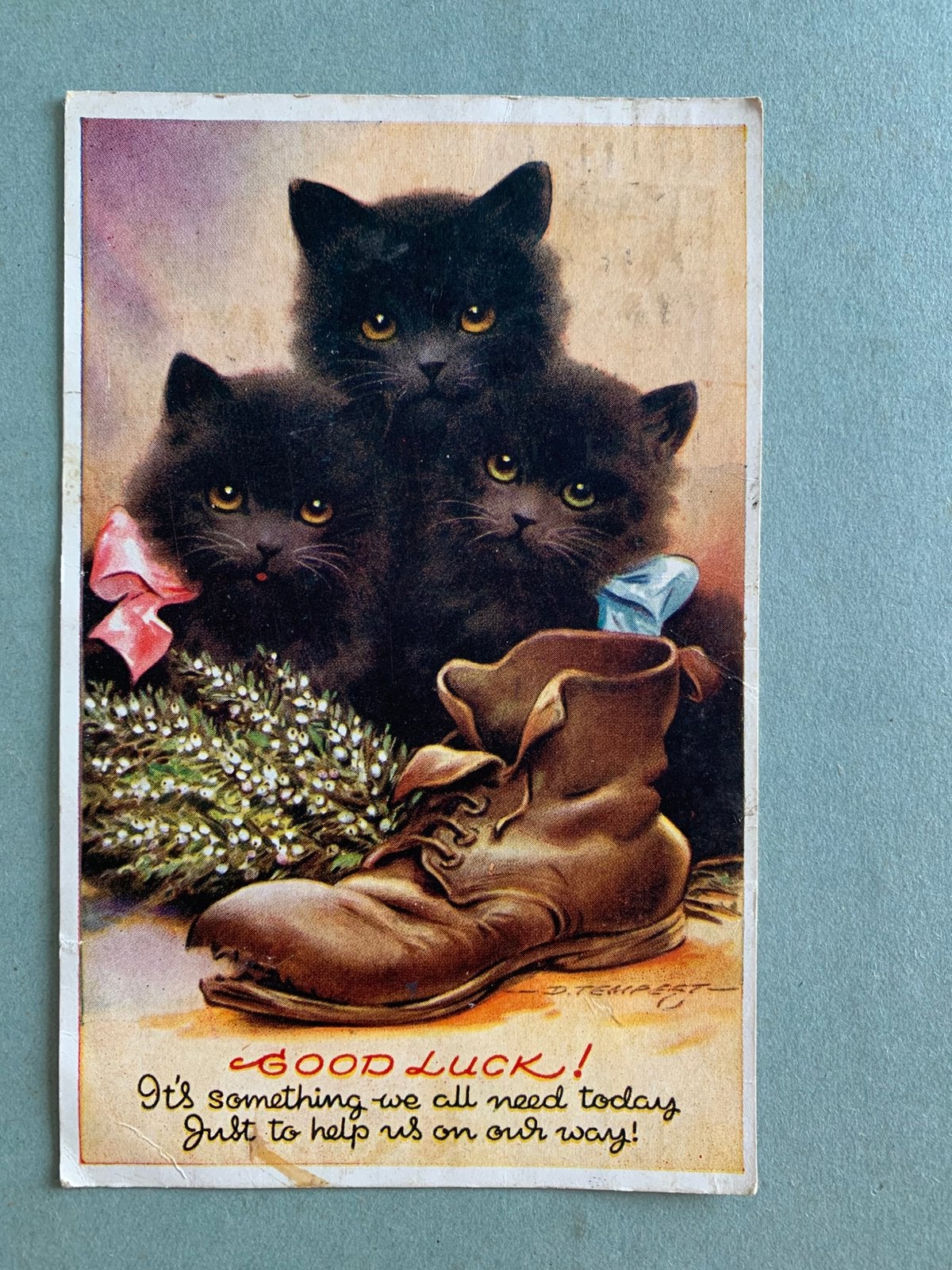 1949 Good Luck! - poesjes, Ophalen of Verzenden, 1940 tot 1960, Gelopen, Hond of Kat